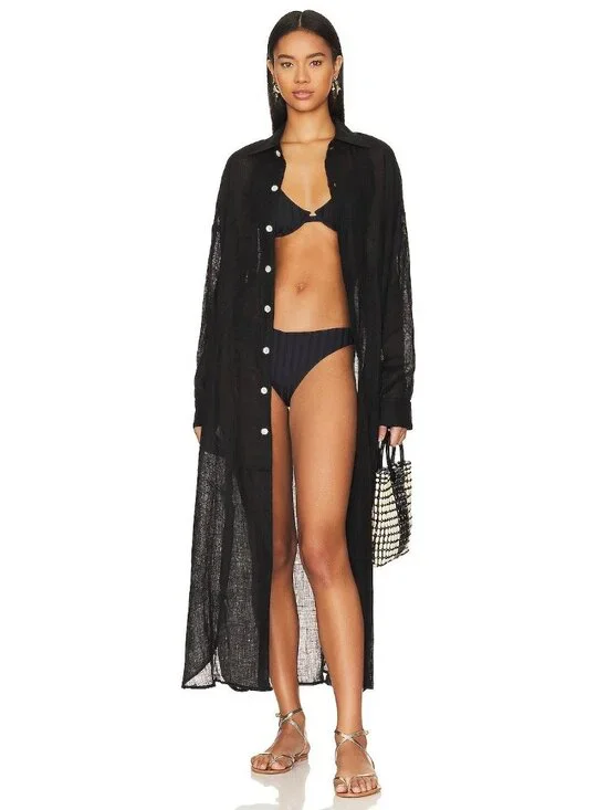 Vitamin A Rossi Halter Underwire Bikini Top in Black Small Womens Swimsuit